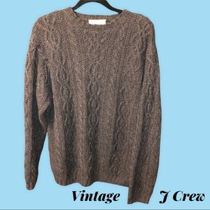 VINTAGE J CREW GRAY CABLE KNIT SWEATER - CHUNKY